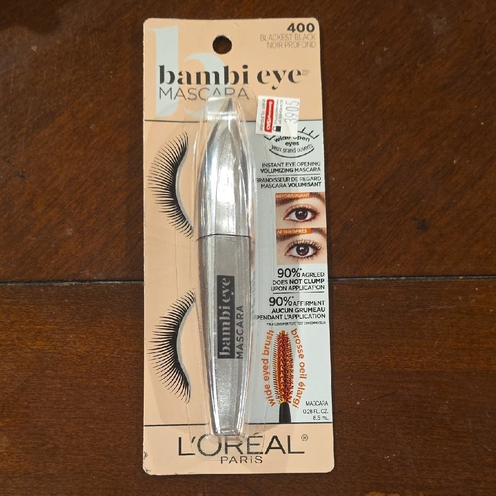 (J52) NWT L'Oreal Paris Bambi Eye Mascara in Blackest Black 400